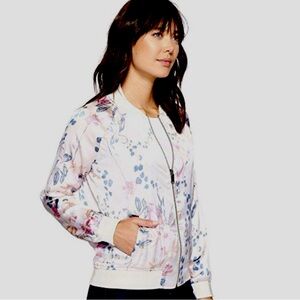Lucky Brand Reversible Satin Bomber Jacket Floral Pattern Los Angeles size XL